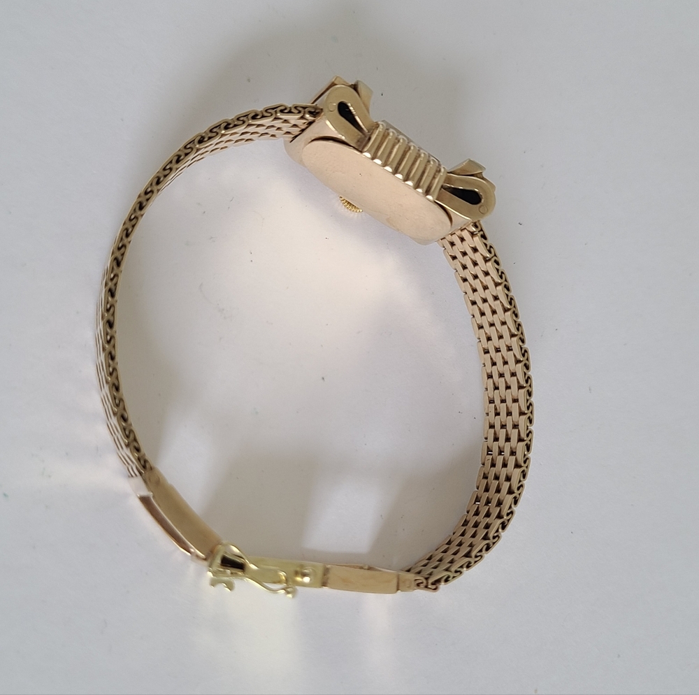 Antique 14K Yellow Gold Custom 17 Jewel Luxury Diamond Ruby Wind Up Manual Watch - Picture 7 of 16